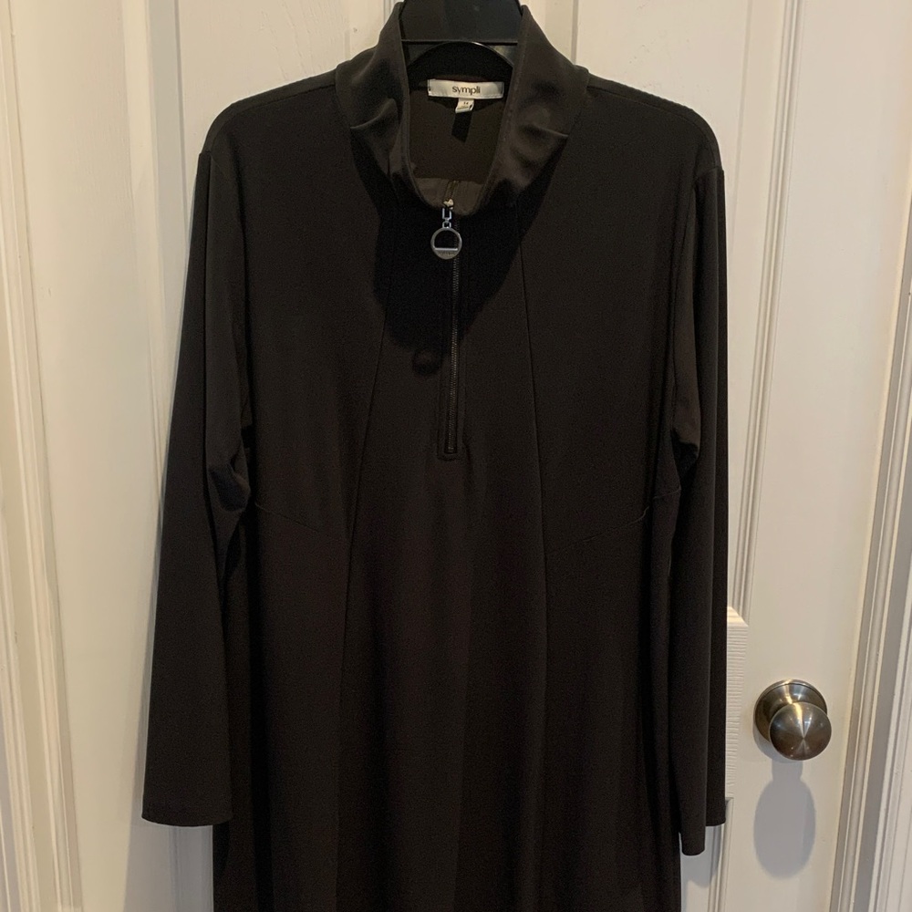 Sympli Charcoal Gray Half Zip Tunic, Size 14